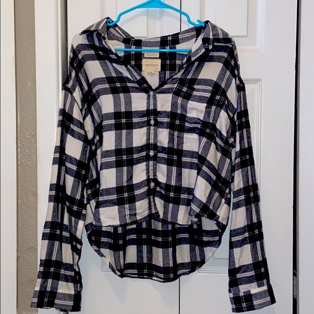 B&W Cropped American Eagle Flannel